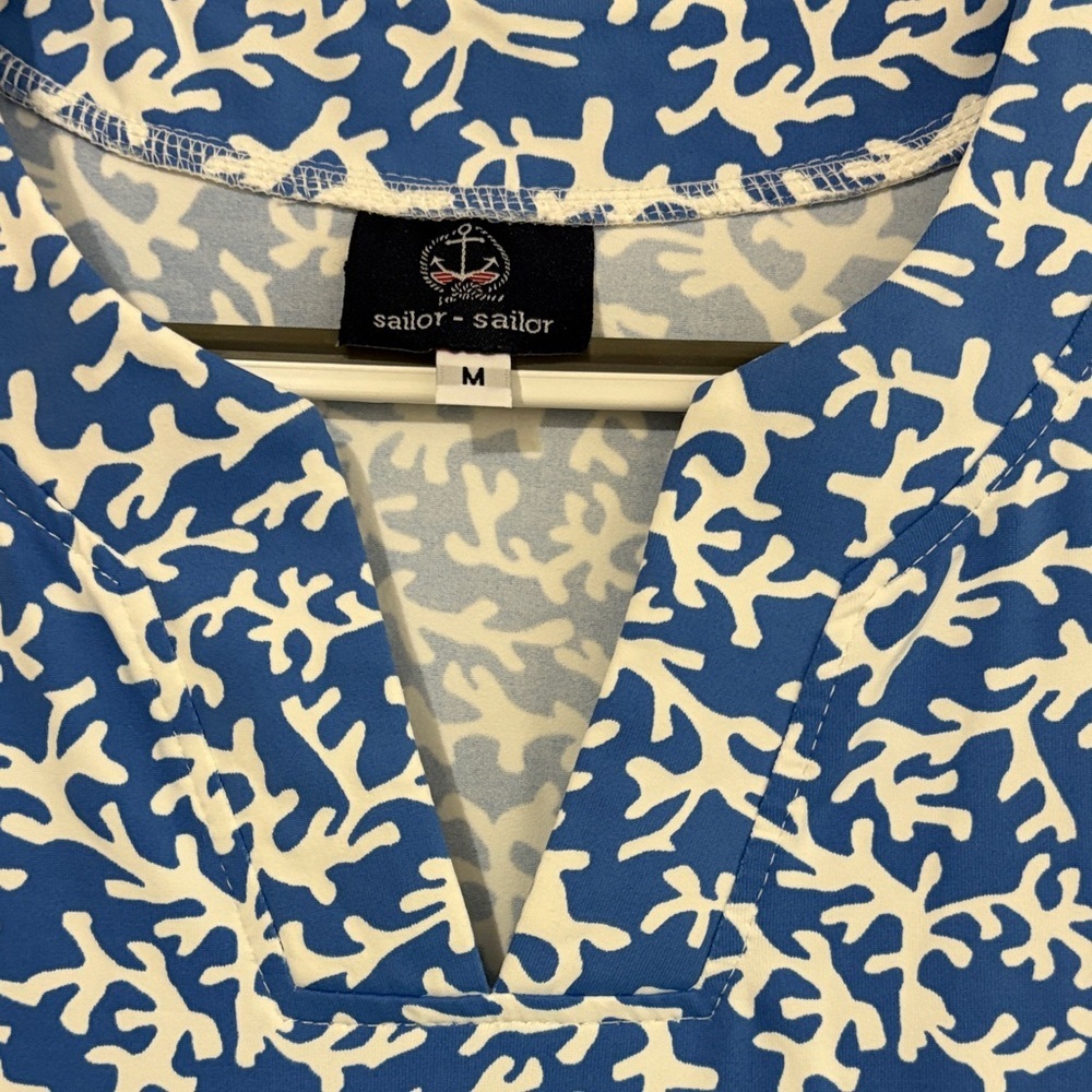 Sailor - Sailor Blue and White Maxi Dress w/side slit M - Picture 3 of 4